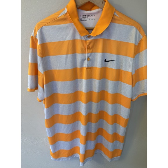 Nike Other - Nike Golf Men's Dri-Fit Golf Polo  - Orange Gray Stripe- Standard Fit - Size 2XL